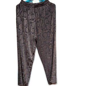 New Phyllis Emelda Designer Travel Trousers Womens Small Brown Floral Pants USA